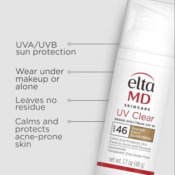 Elta MD UV Facial Sunscreen SPF46 ( CLEAR - TINTED ) 1.7oz 48g New | USA SELLER - Picture 5 of 5